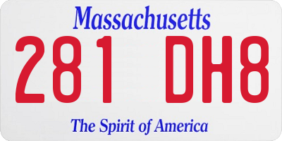 MA license plate 281DH8