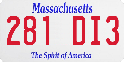 MA license plate 281DI3