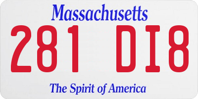 MA license plate 281DI8