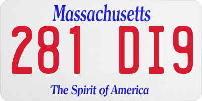 MA license plate 281DI9