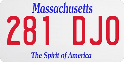 MA license plate 281DJ0