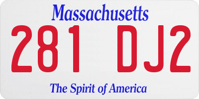 MA license plate 281DJ2