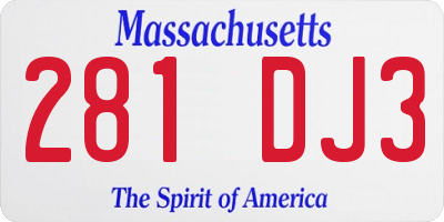 MA license plate 281DJ3