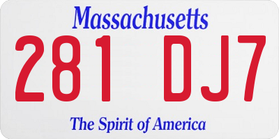 MA license plate 281DJ7