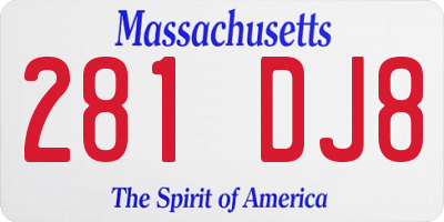 MA license plate 281DJ8