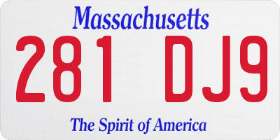 MA license plate 281DJ9