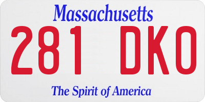 MA license plate 281DK0