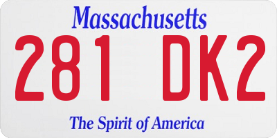 MA license plate 281DK2