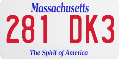 MA license plate 281DK3