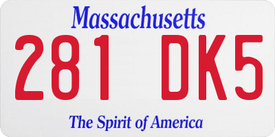 MA license plate 281DK5
