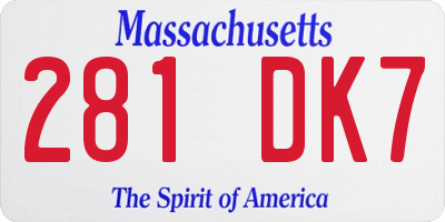 MA license plate 281DK7