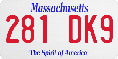 MA license plate 281DK9