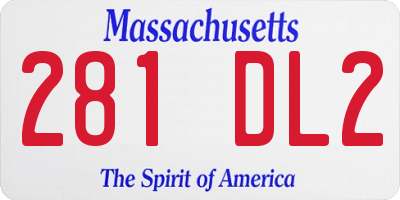 MA license plate 281DL2