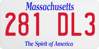 MA license plate 281DL3