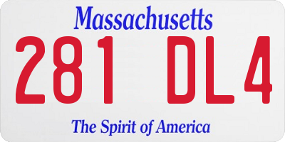 MA license plate 281DL4