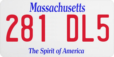 MA license plate 281DL5