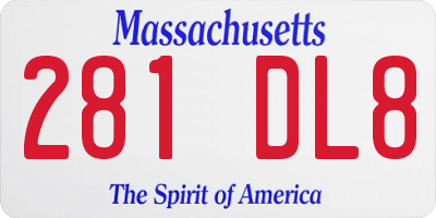 MA license plate 281DL8