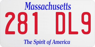 MA license plate 281DL9