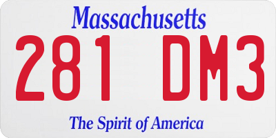MA license plate 281DM3