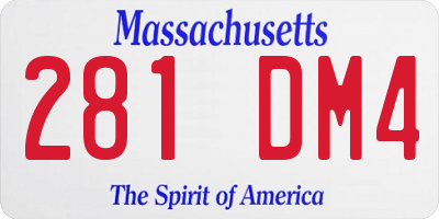 MA license plate 281DM4