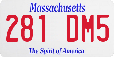 MA license plate 281DM5