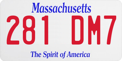 MA license plate 281DM7