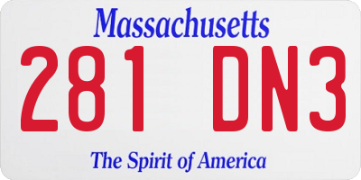 MA license plate 281DN3