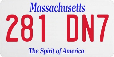 MA license plate 281DN7
