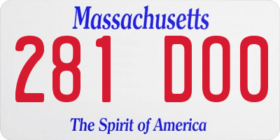 MA license plate 281DO0