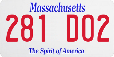 MA license plate 281DO2