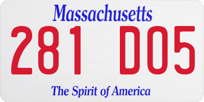 MA license plate 281DO5
