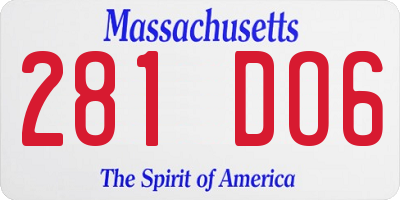 MA license plate 281DO6