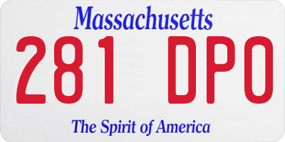 MA license plate 281DP0