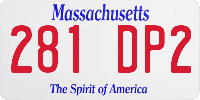 MA license plate 281DP2