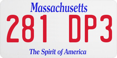 MA license plate 281DP3