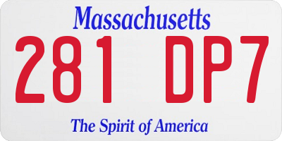 MA license plate 281DP7