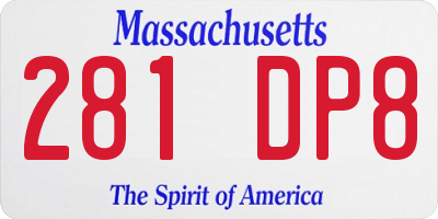 MA license plate 281DP8