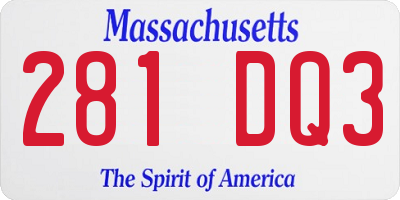 MA license plate 281DQ3