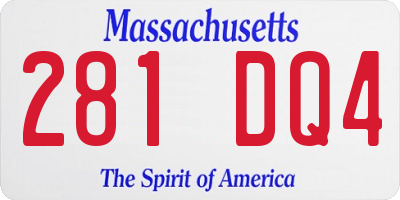 MA license plate 281DQ4