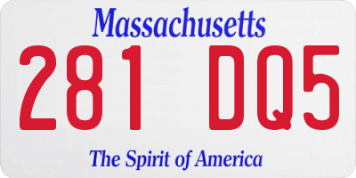 MA license plate 281DQ5