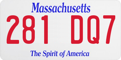 MA license plate 281DQ7