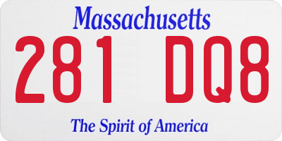 MA license plate 281DQ8