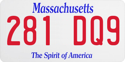 MA license plate 281DQ9