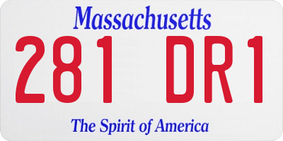 MA license plate 281DR1