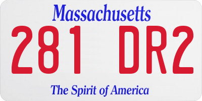 MA license plate 281DR2
