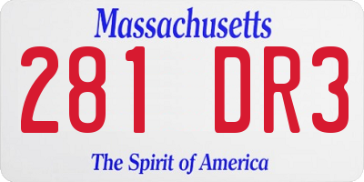 MA license plate 281DR3