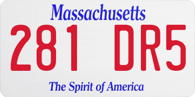 MA license plate 281DR5