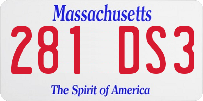 MA license plate 281DS3