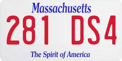MA license plate 281DS4