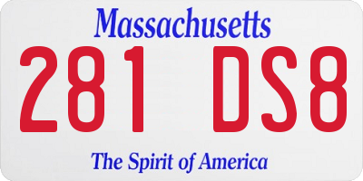 MA license plate 281DS8